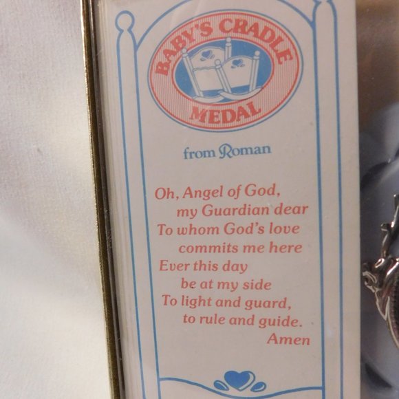 Vintage Baby's Cradle Medal Medallion Guardian Angel by Roman, Inc. 1988 - Picture 2 of 7